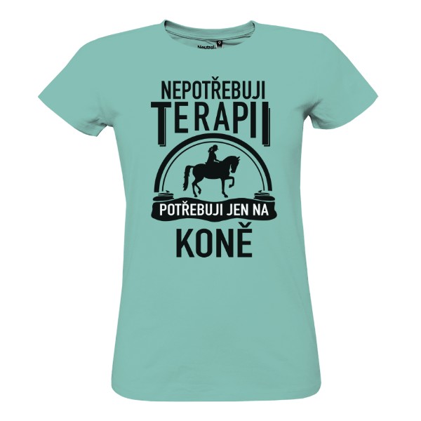 Tričko s potiskem Nepotřebuji terapii - kůň černé